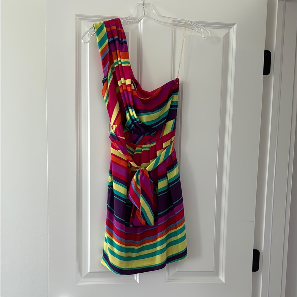 Colorful Striped One-Shoulder Dress